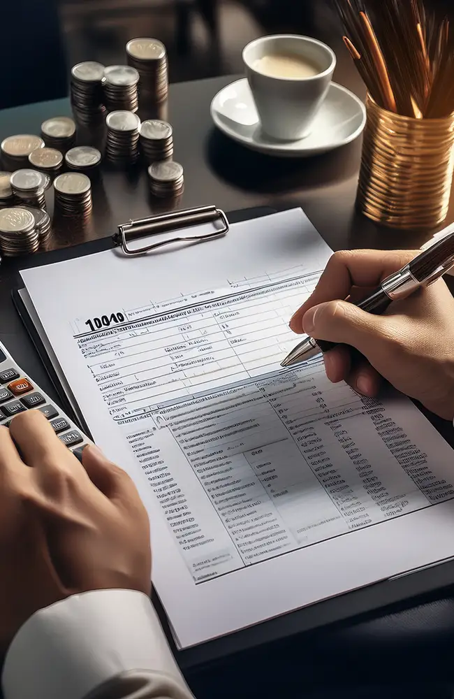 Image of a person doing their taxes.